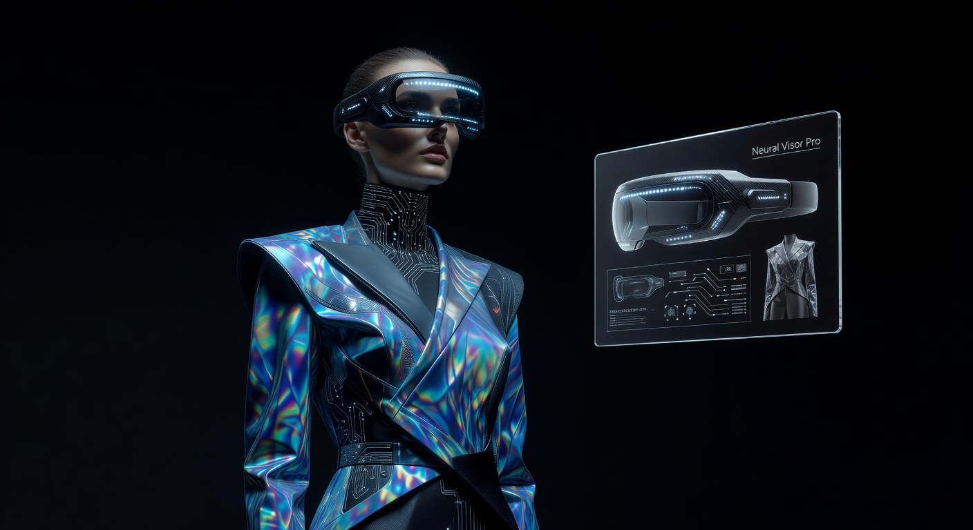 Female model wearing AI generated avant-garde fashion
